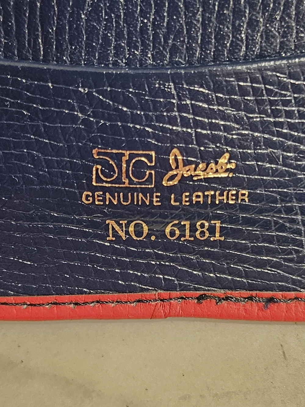 Vintage 1970s St. Thomas Genuine Leather Flap Wallet | Dark Navy & Red Piping
